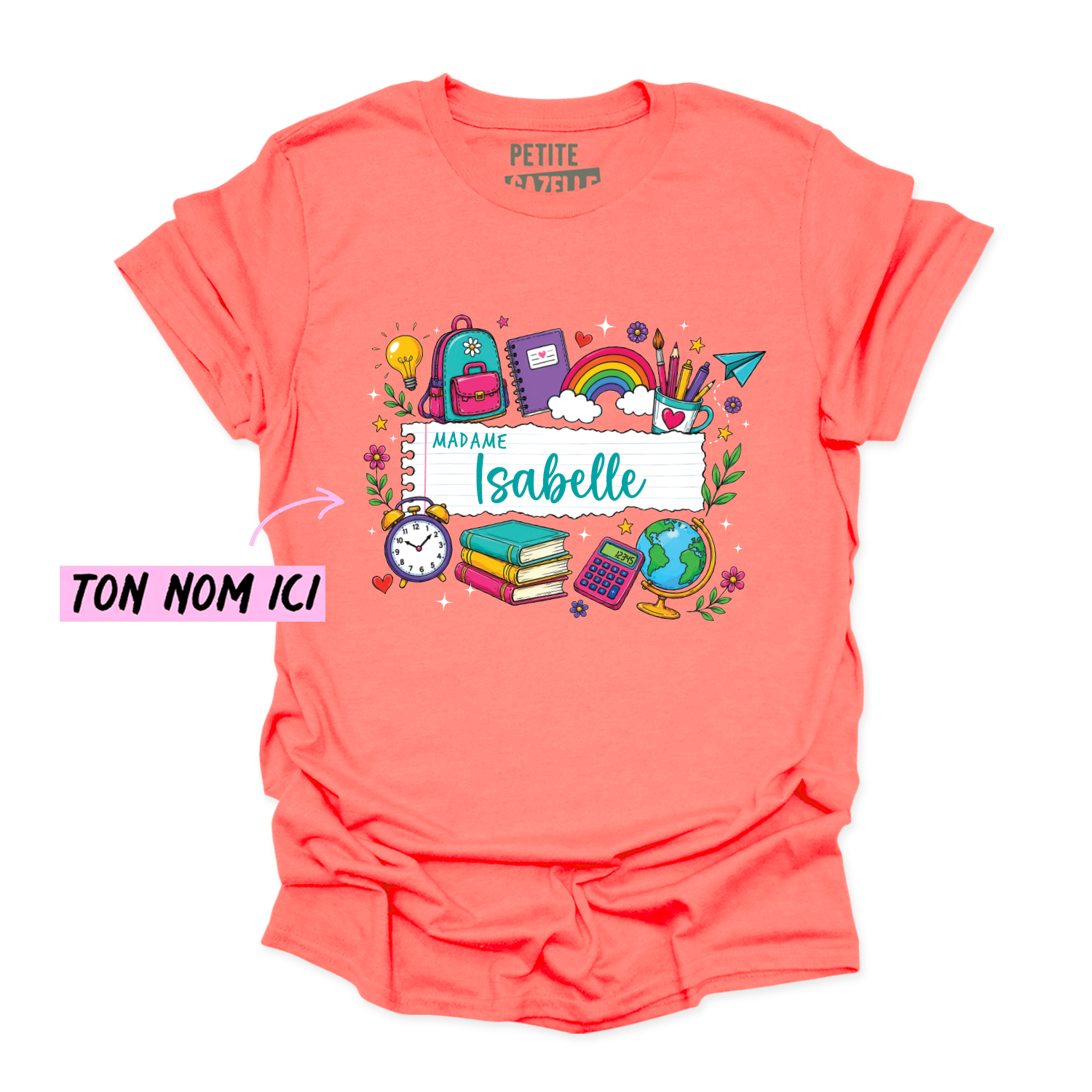 T-SHIRT COL ROND | Feuille Lignée