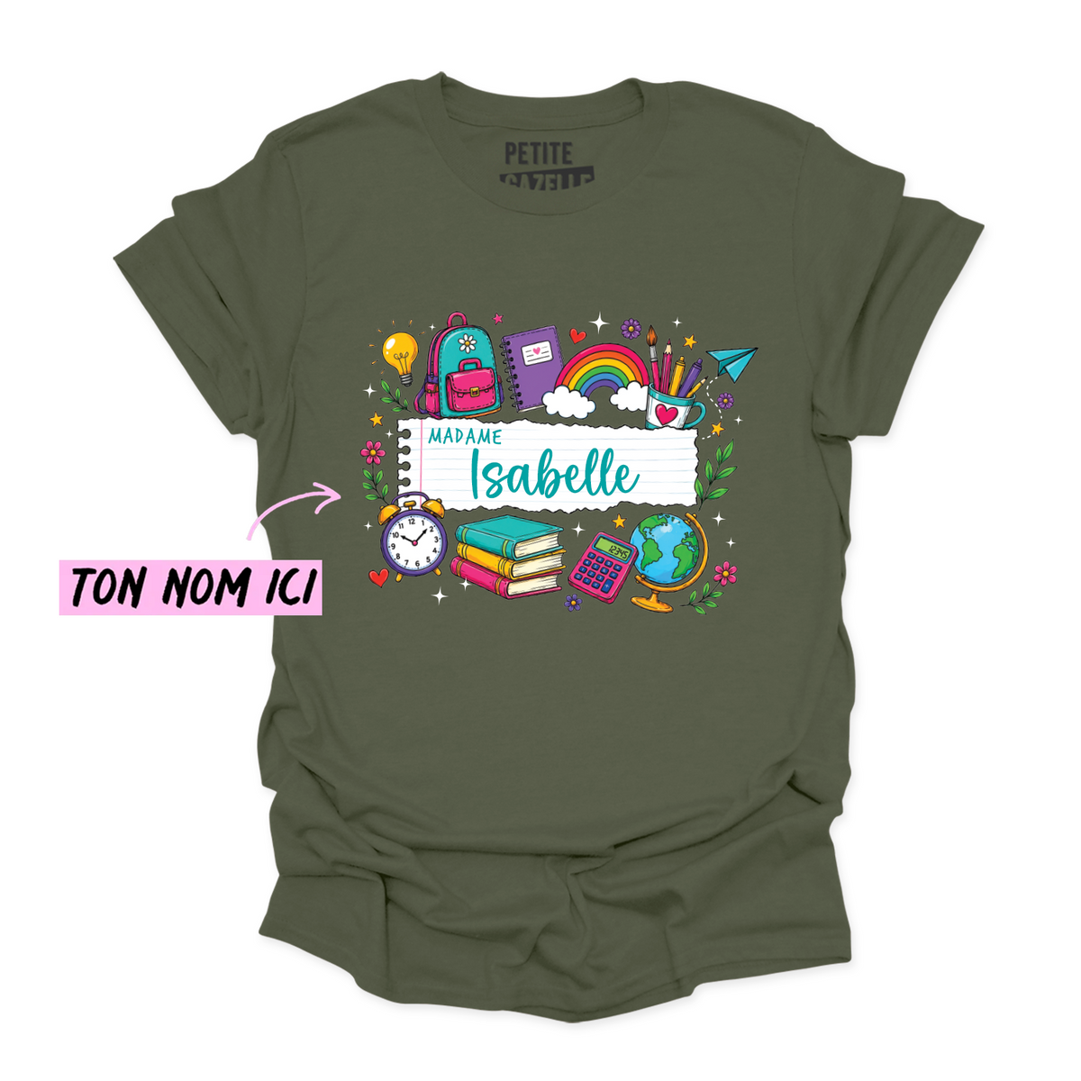 T-SHIRT COL ROND | Feuille Lignée