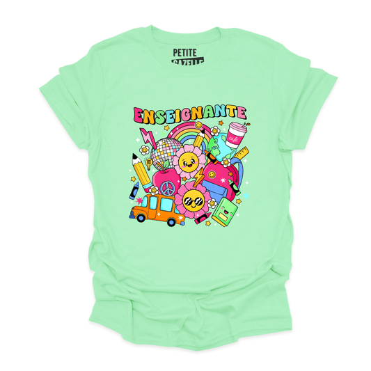 T - SHIRT COL ROND | Enseignante Groovy - T-shirt Unisexe Col Rond - Petite Gazelle Atelier