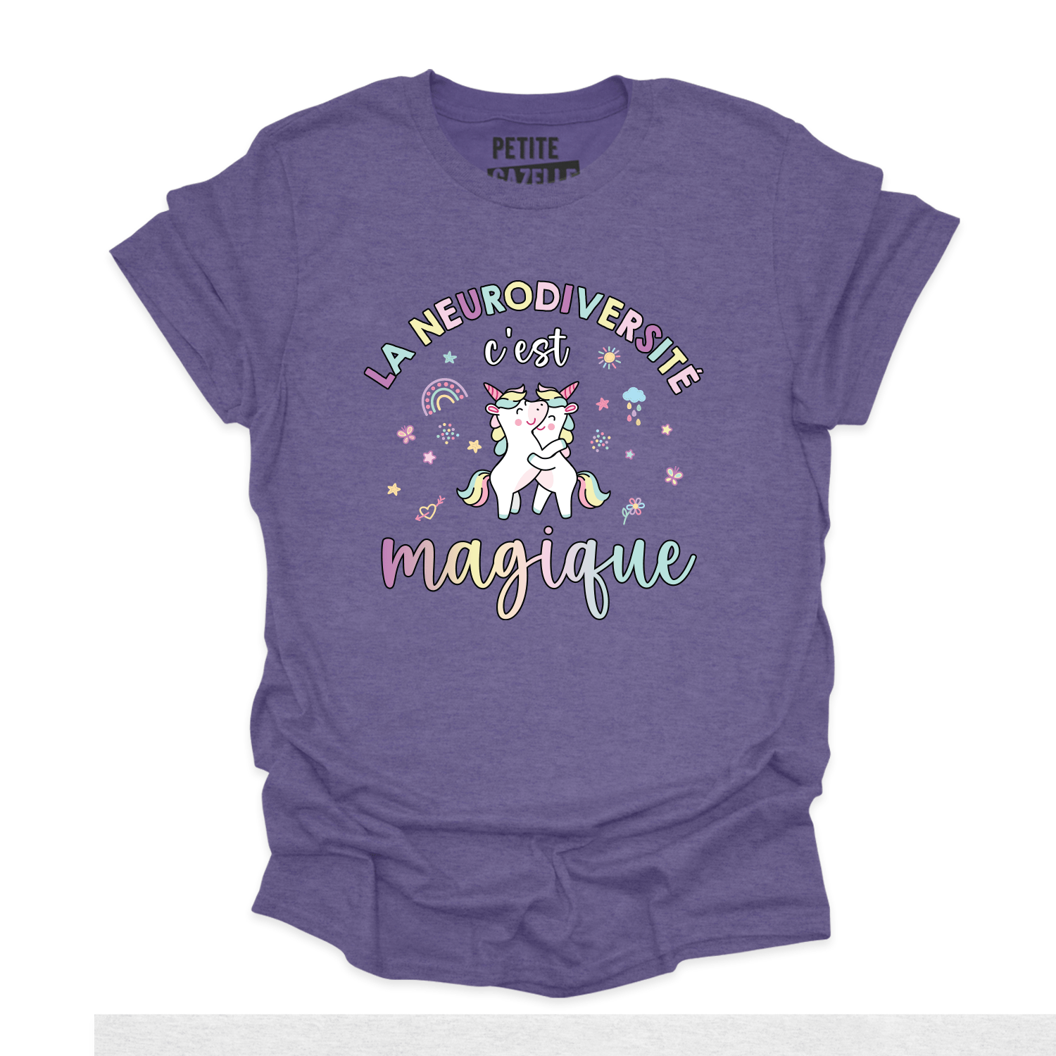 T-shirt Femme Col V - Design Pastel Surcharge Sensorielle, Pour Communauté Neurodivergente, Santé Mentale, Style Doux