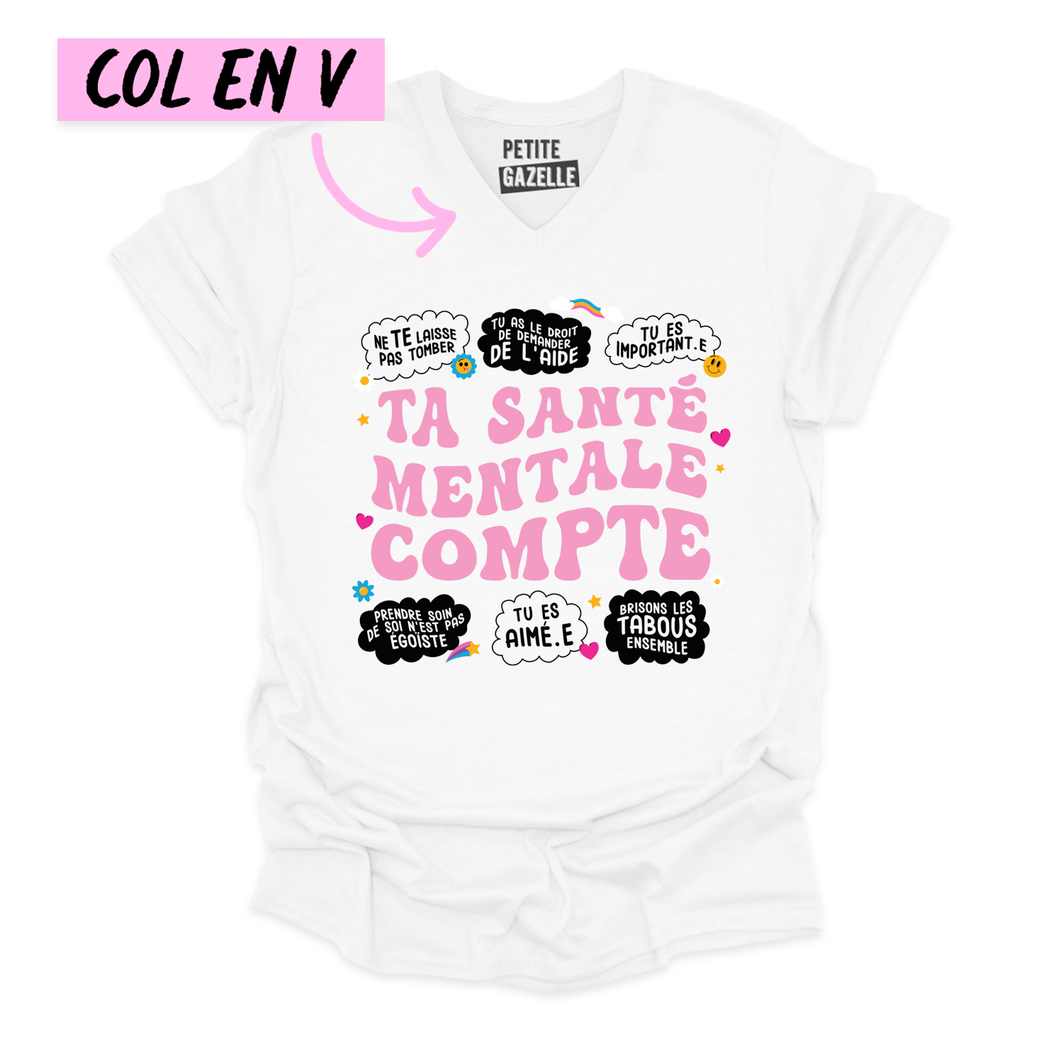 TSHIRT COL en V | Ta santé mentale compte