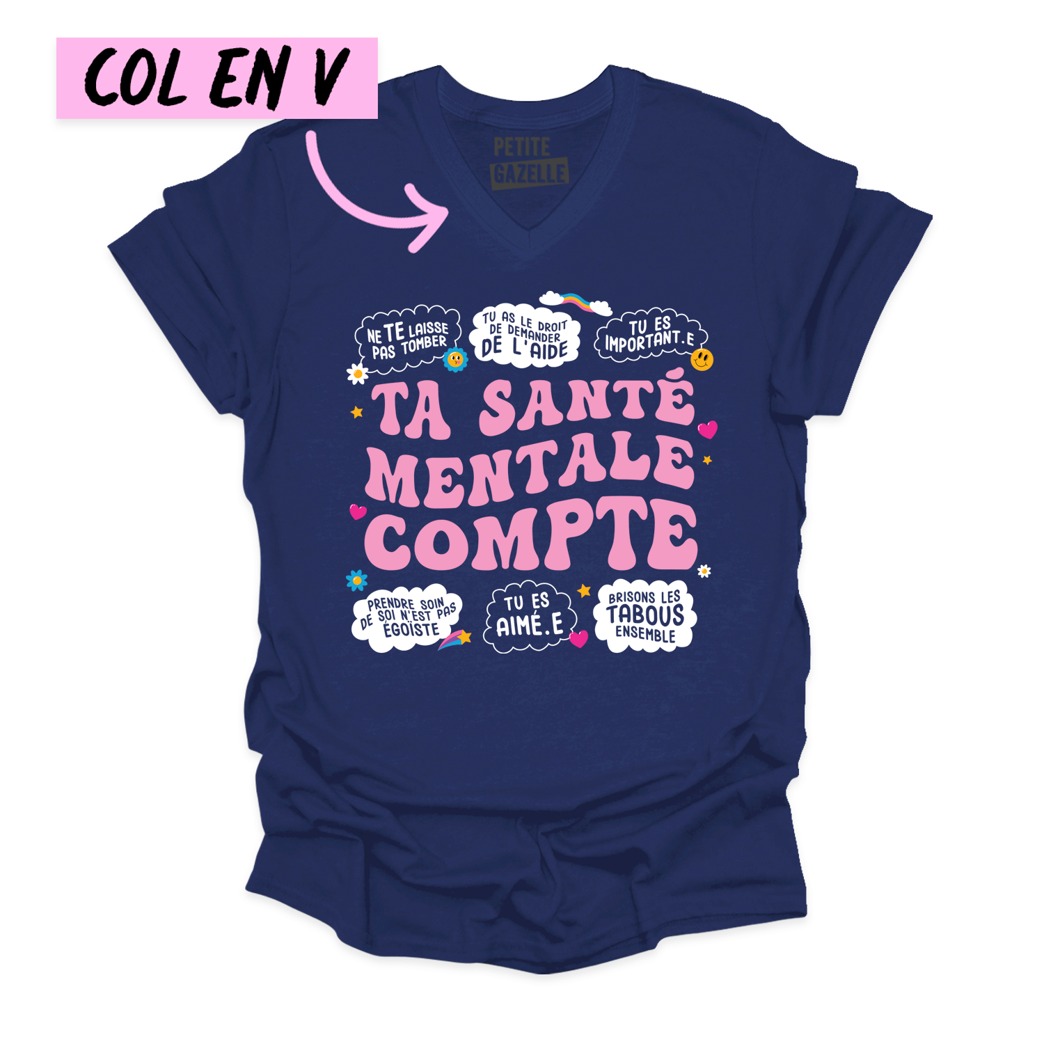 TSHIRT COL en V | Ta santé mentale compte