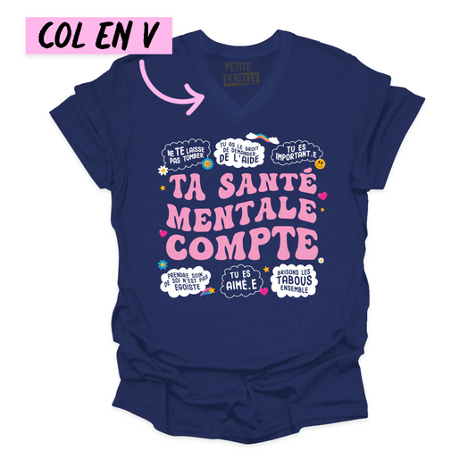 TSHIRT COL en V | Ta santé mentale compte