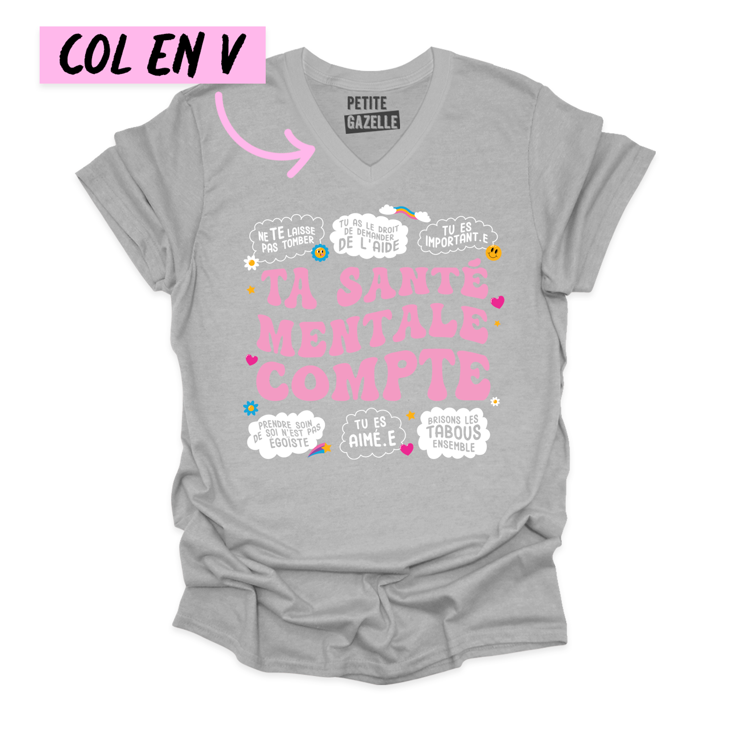 TSHIRT COL en V | Ta santé mentale compte