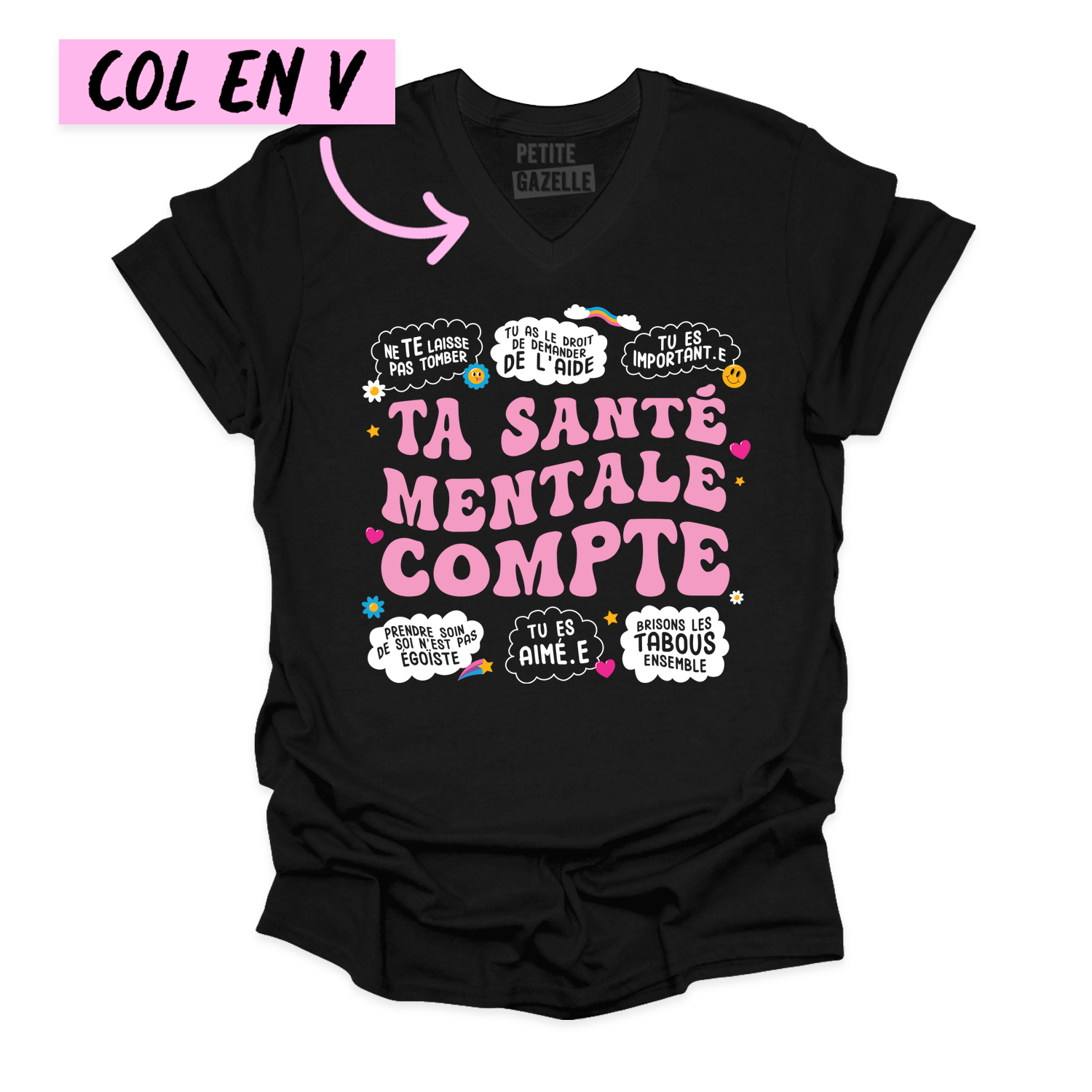 TSHIRT COL en V | Ta santé mentale compte