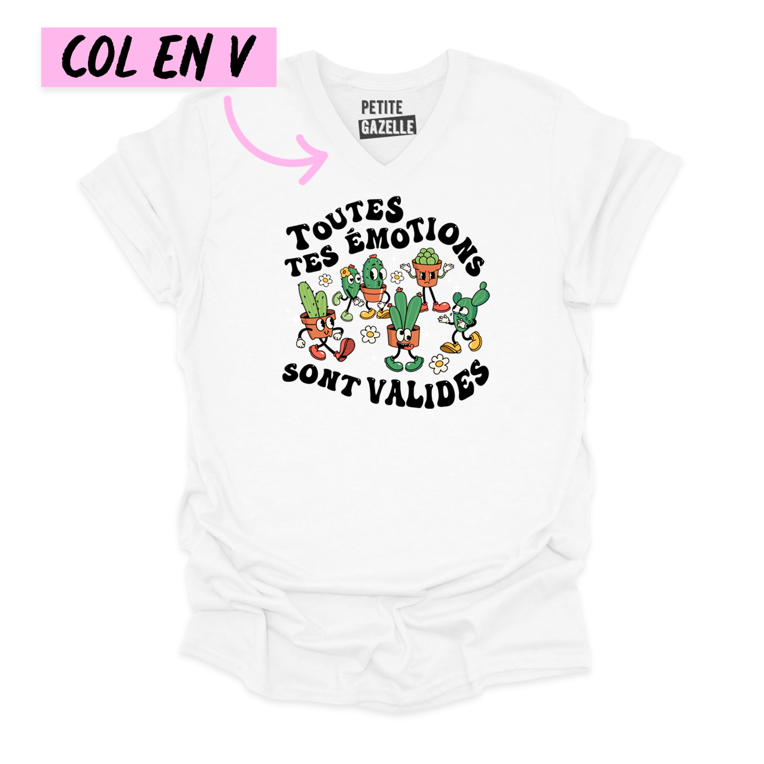 TSHIRT COL en V | Toutes tes émotions sont valides