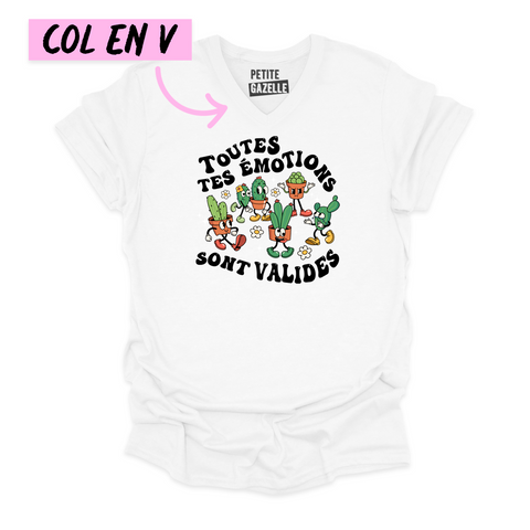 TSHIRT COL en V | Toutes tes émotions sont valides