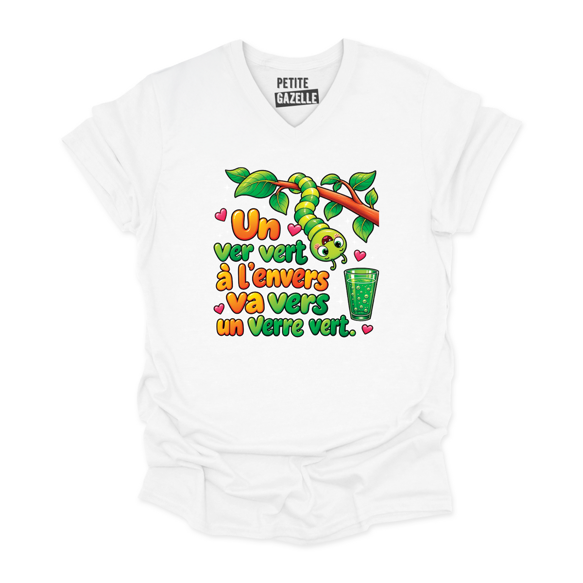 TSHIRT COL en V | Un ver vert