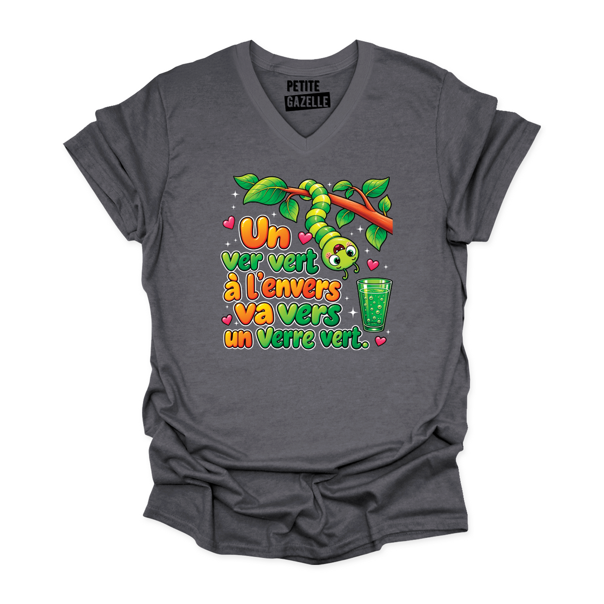 TSHIRT COL en V | Un ver vert