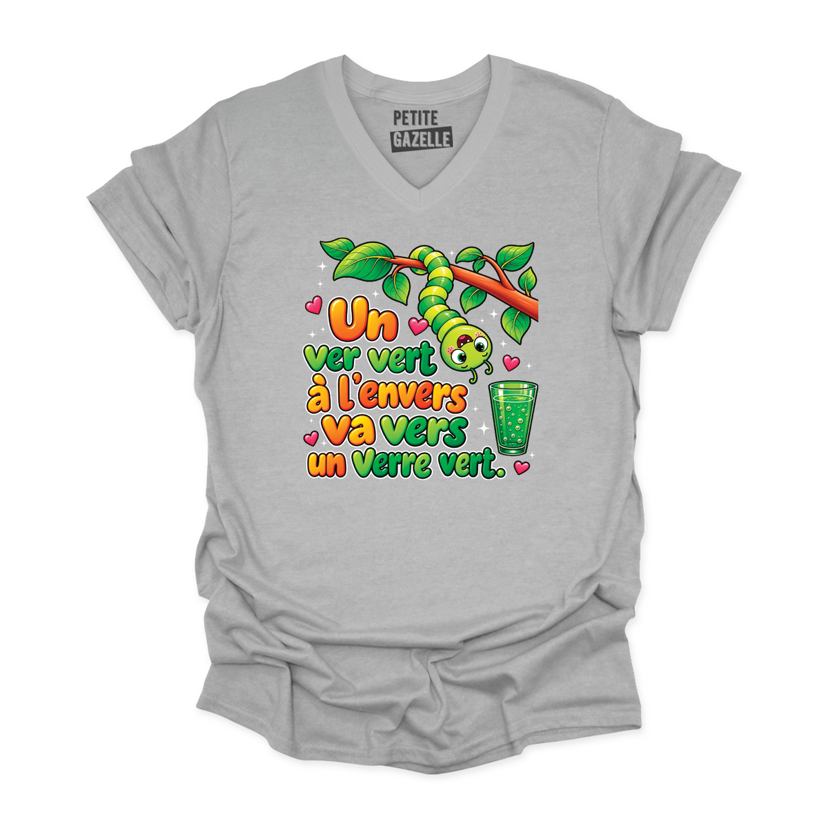 TSHIRT COL en V | Un ver vert