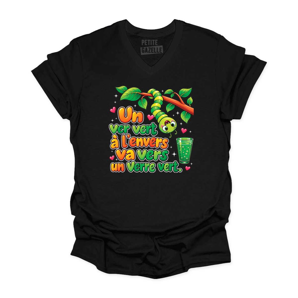 TSHIRT COL en V | Un ver vert