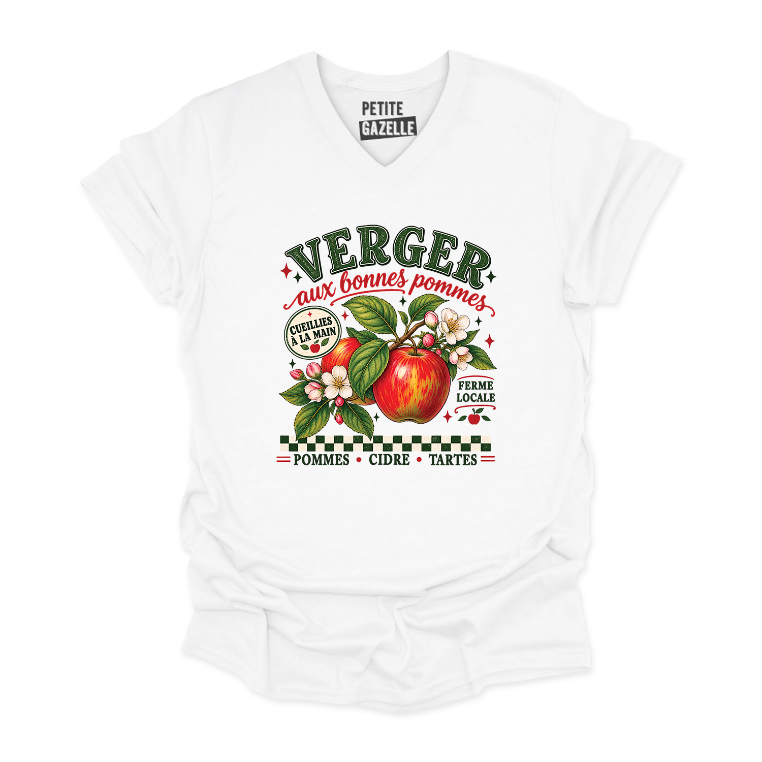 TSHIRT COL en V | Verger aux bonnes pommes