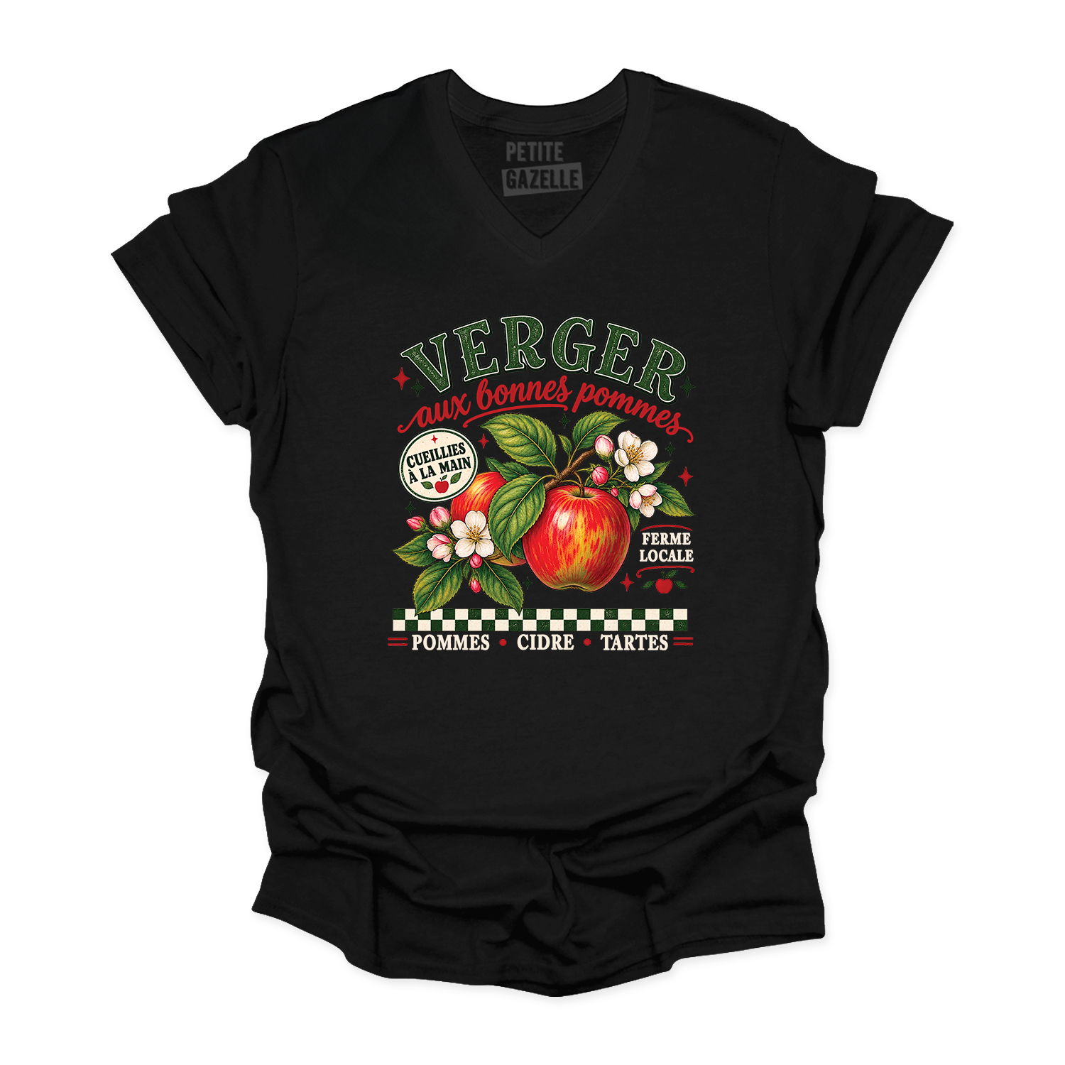 TSHIRT COL en V | Verger aux bonnes pommes