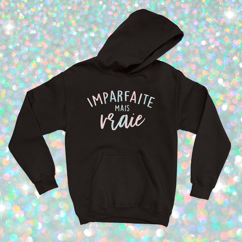 HOODIE | Imparfaite mais vraie (Holographique) - Coton Ouaté à Capuchon - Petite Gazelle Atelier