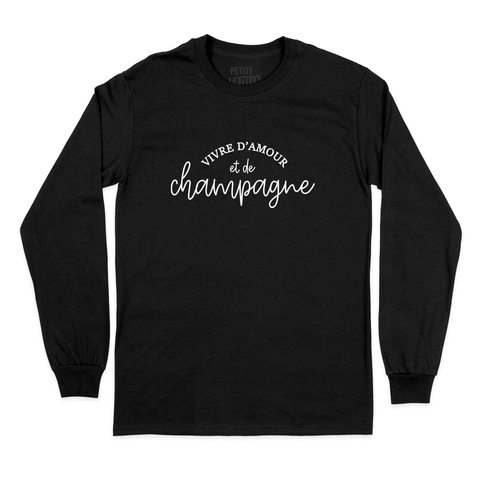 T - SHIRT À MANCHES LONGUES | Vivre d'amour et de champagne - T-Shirt à manches longues - Petite Gazelle Atelier
