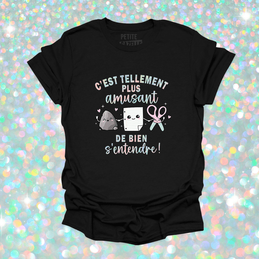 T - SHIRT COL ROND | C'est tellement plus amusant de bien s'entendre (Holographique) - T-shirt Unisexe Col Rond - Petite Gazelle Atelier