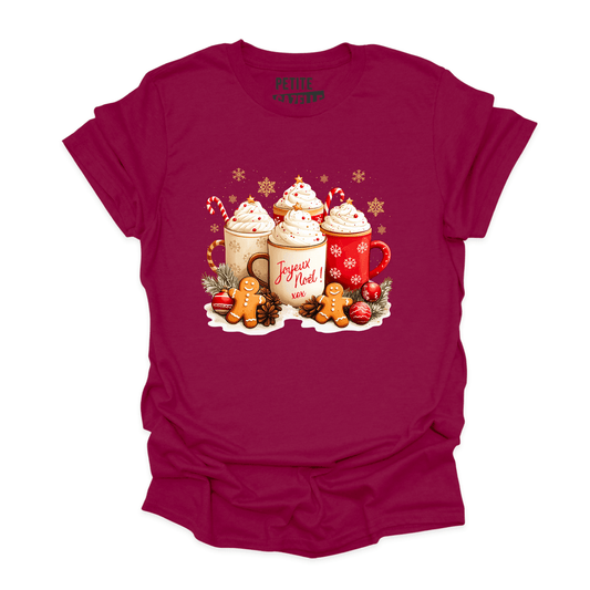 T - SHIRT COL ROND | Chocolats chauds & Joyeux Noël ! - T-shirt Unisexe Col Rond - Petite Gazelle Atelier