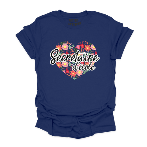 T - SHIRT COL ROND | Secrétaire Coeurs & Fleurs - T-shirt Unisexe Col Rond - Petite Gazelle Atelier