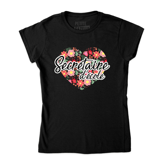 TSHIRT AJUSTÉ | Secrétaire Coeurs & Fleurs - T-Shirt coupe ajustée - Petite Gazelle Atelier