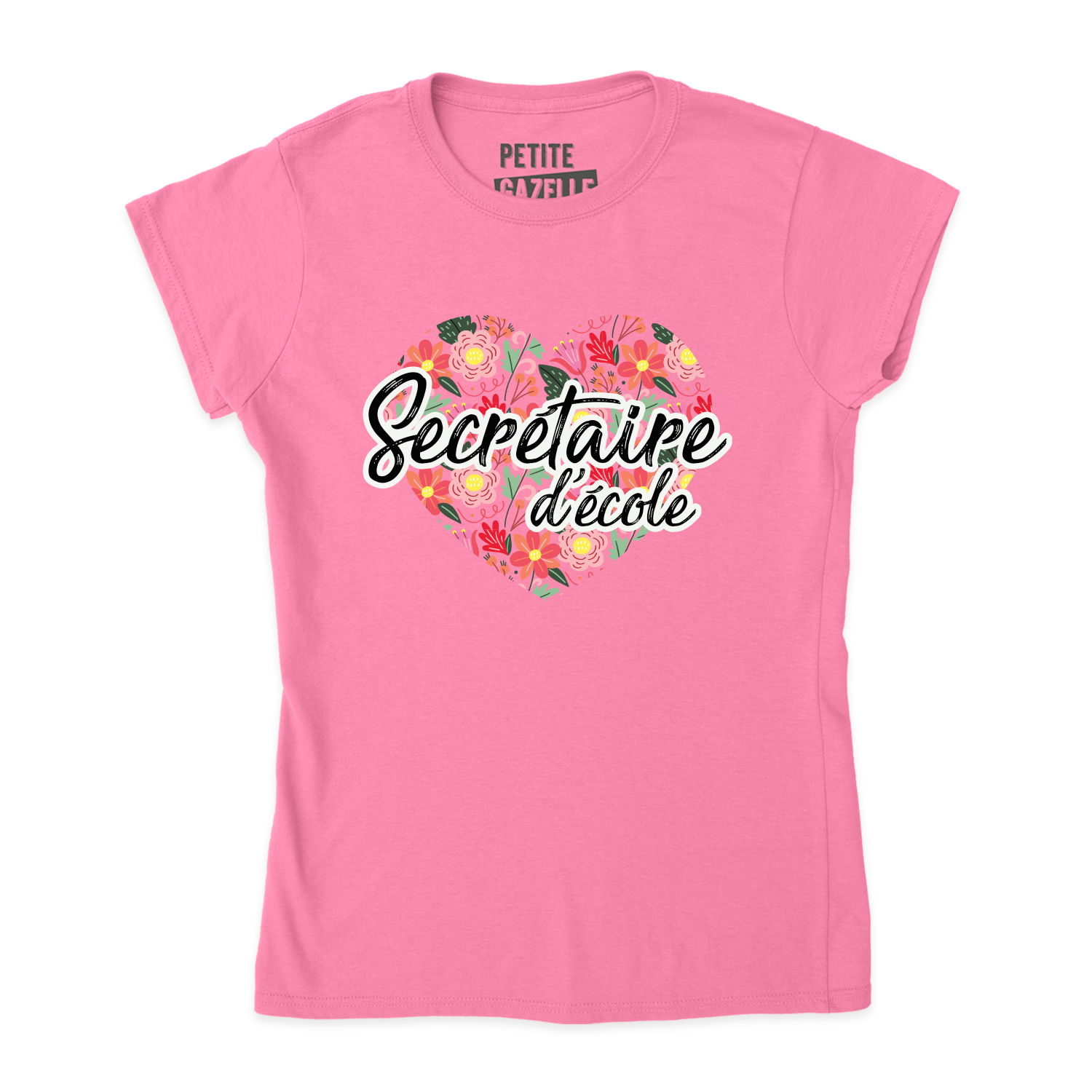 TSHIRT AJUSTÉ | Secrétaire Coeurs & Fleurs - T-Shirt coupe ajustée - Petite Gazelle Atelier