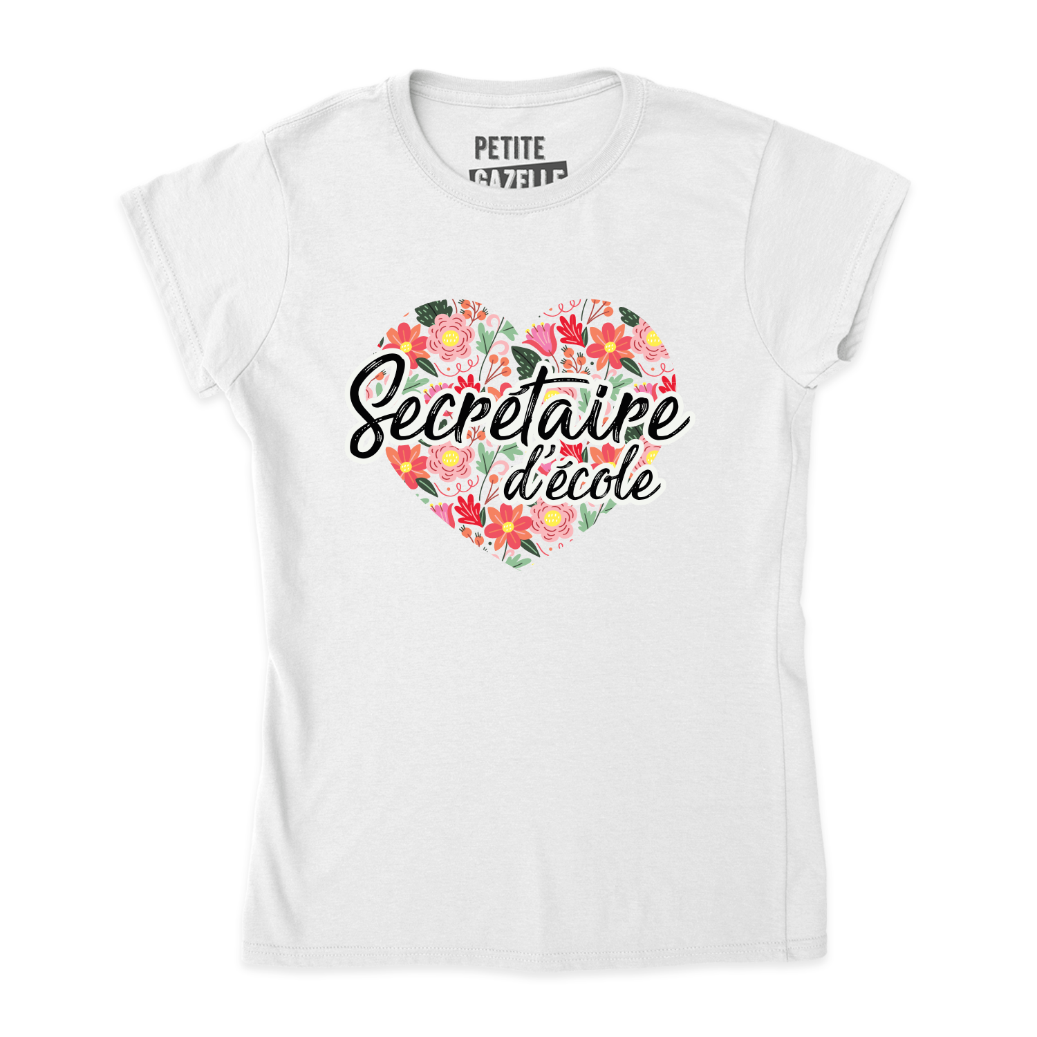 TSHIRT AJUSTÉ | Secrétaire Coeurs & Fleurs - T-Shirt coupe ajustée - Petite Gazelle Atelier