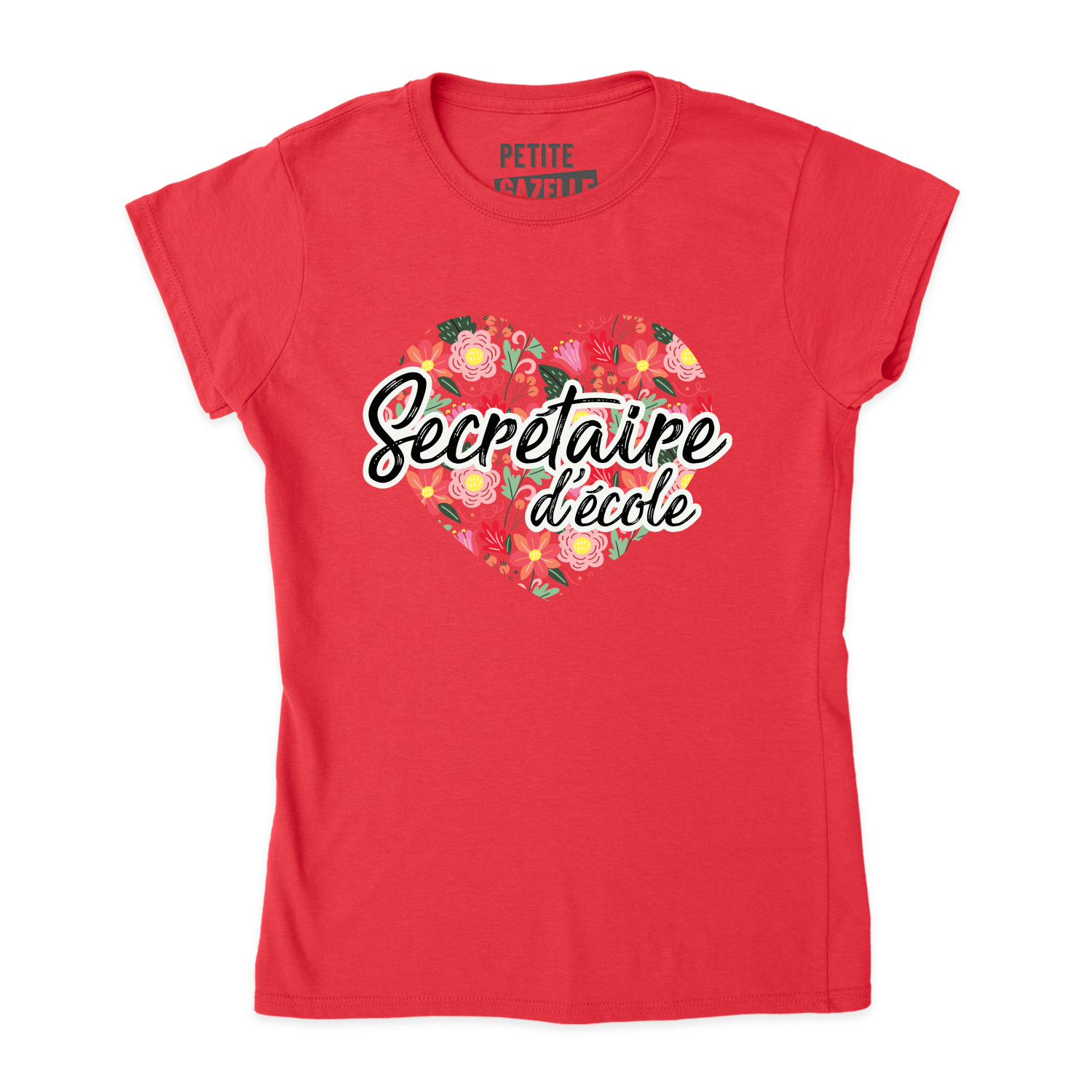 TSHIRT AJUSTÉ | Secrétaire Coeurs & Fleurs - T-Shirt coupe ajustée - Petite Gazelle Atelier