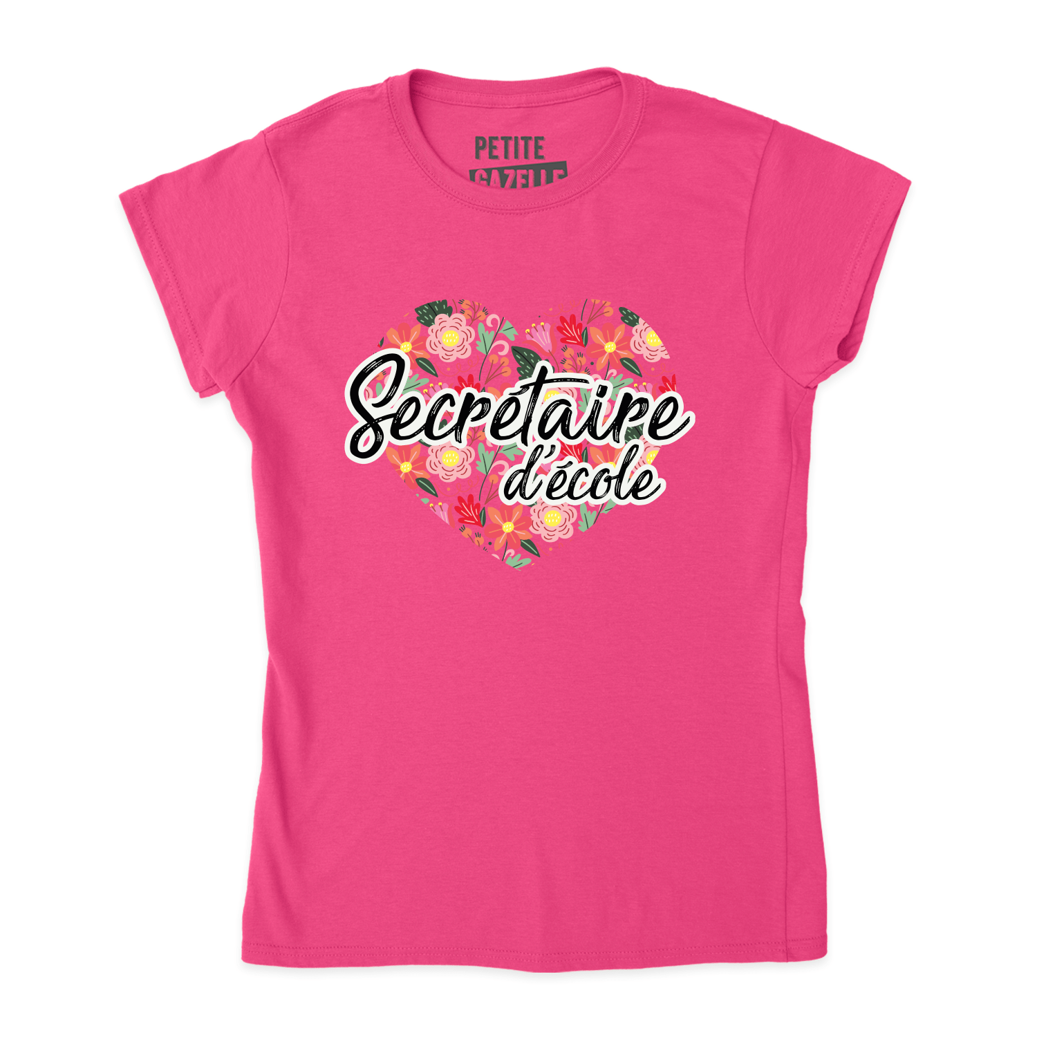 TSHIRT AJUSTÉ | Secrétaire Coeurs & Fleurs - T-Shirt coupe ajustée - Petite Gazelle Atelier