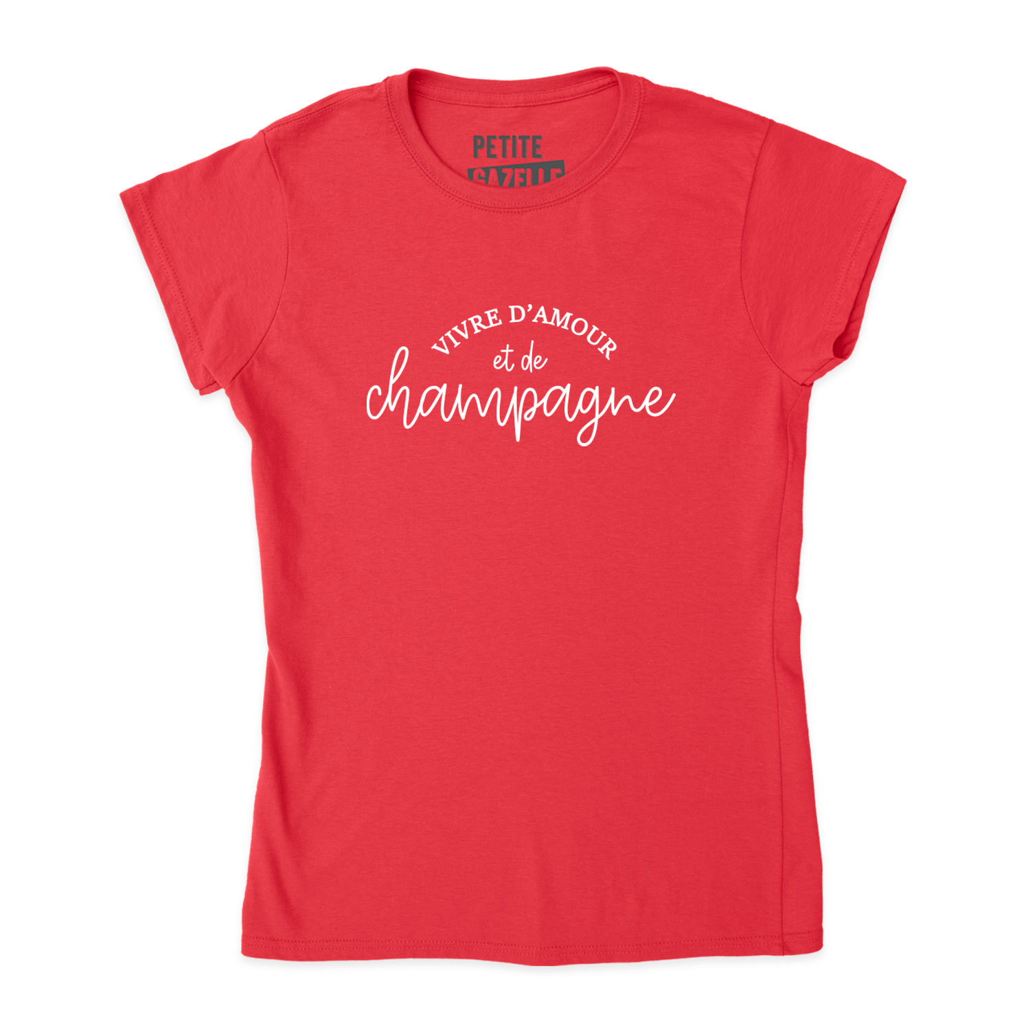 TSHIRT AJUSTÉ | Vivre d'amour et de champagne - T-Shirt coupe ajustée - Petite Gazelle Atelier