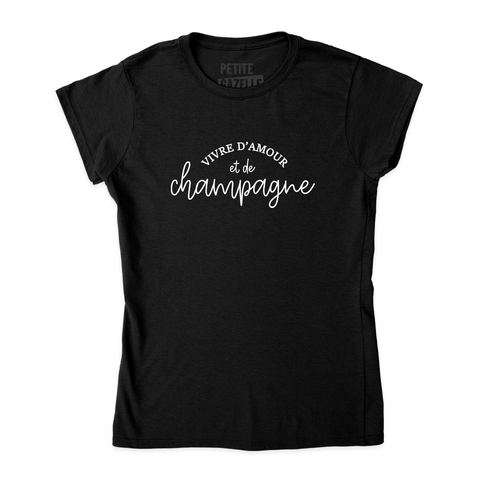 TSHIRT AJUSTÉ | Vivre d'amour et de champagne - T-Shirt coupe ajustée - Petite Gazelle Atelier