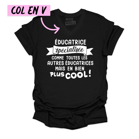 TSHIRT COL en V | Éducatrice Spécialisée - T - SHIRT UNISEXE COL en V - Petite Gazelle Atelier