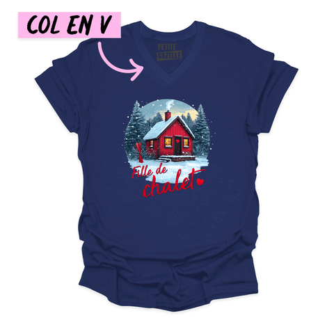 TSHIRT COL en V | Fille de chalet - T - SHIRT UNISEXE COL en V - Petite Gazelle Atelier