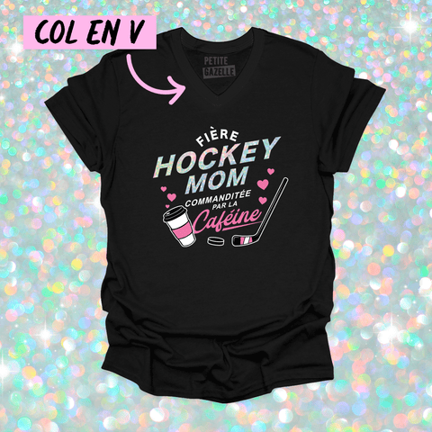 TSHIRT COL en V | Hockey mom (Holographique) - T - SHIRT UNISEXE COL en V - Petite Gazelle Atelier
