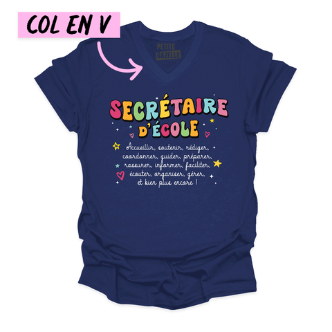 TSHIRT COL en V | Secrétaire Groovy - T - SHIRT UNISEXE COL en V - Petite Gazelle Atelier
