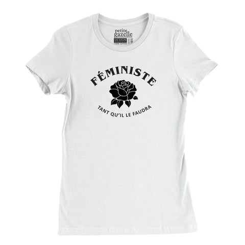 XL | T-shirt AJUSTÉ blanc | Féministe tant qu'il le faudra